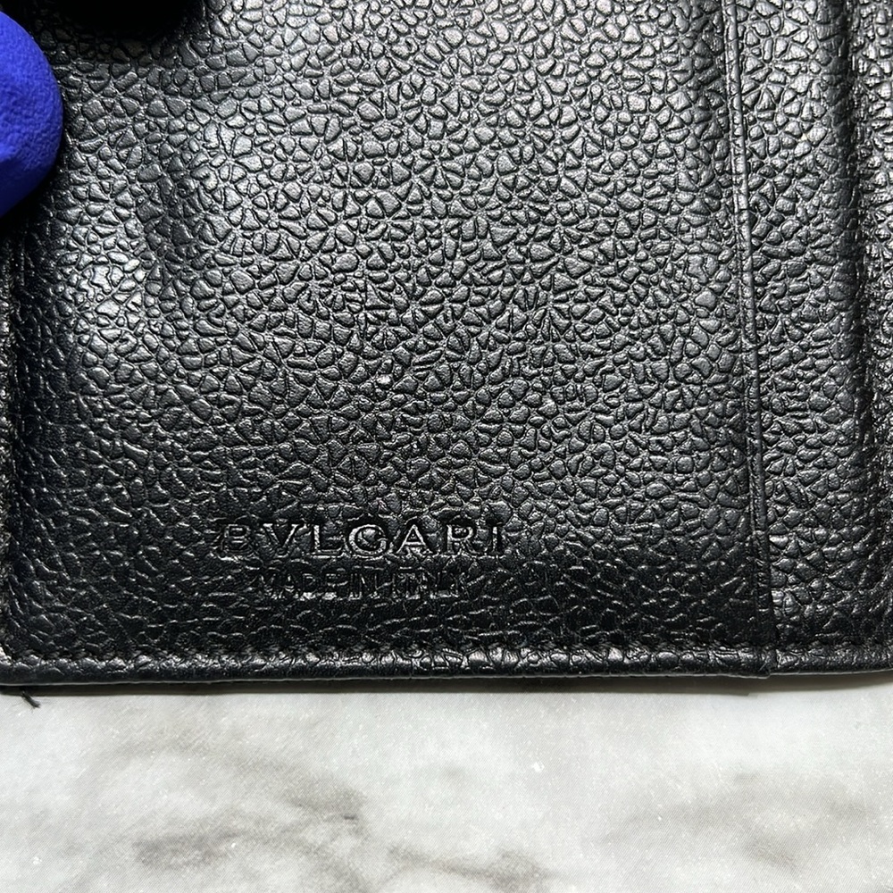 Bvlgari Unisex Wallet Signature Logo Mania Black Silver Authentic In EUC - Picture 6 of 13